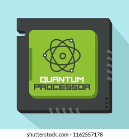Vector computer processor. The CPU chip shows a quantum field. 