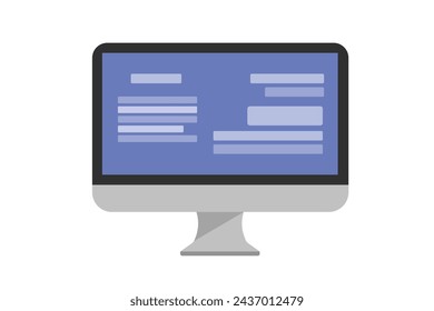 Vector Computer Screen Design  Element. E learning, Digital Marketing and store, E-Marketing and E-commerce shopping concept. Computer Monitor screen with signs  Technology Concept.