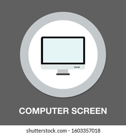 Vector Computer Screen Illustration Isolated. Monitor Sign Equipment Icon - Multimedia Symbol