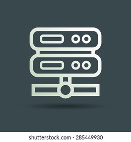 Vector computer server icon. Flat design.