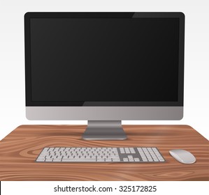 Vector Computer Set on Desk