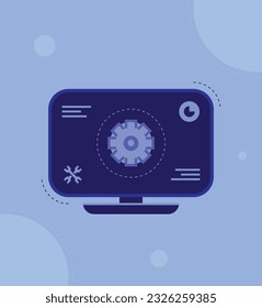 Vector computer settings gearwheel repair flat illustration design