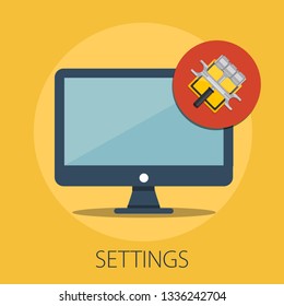 Vector computer settings and maintenance with " settings " computer repair and maintenance - computer service and configuration