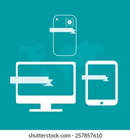 vector Computer, Smartphone and Tablet flat icon design camera photographic. Objective icon 