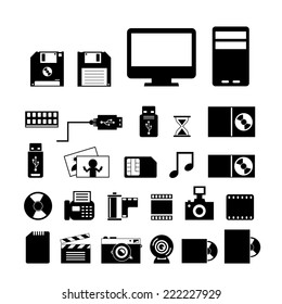 vector computer and storage icons set 