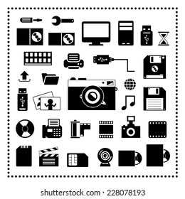 vector computer and storage icons set 