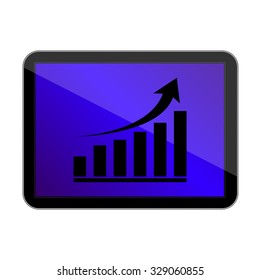 Vector computer tablet with growing graph icon