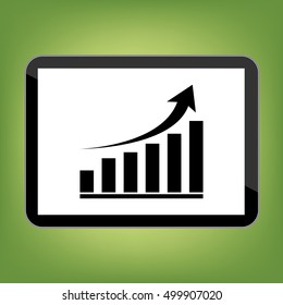Vector computer tablet with growing graph icon