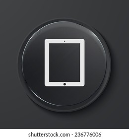 Vector computer tablet modern black glass circle icon. Eps10