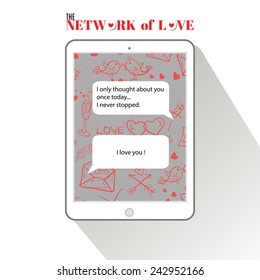 Vector computer tablet for Valentine's Day
