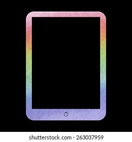 Vector computer tablet. Watercolor effect
