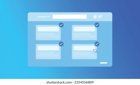 Vector computer windows website and items, gradient background, flat design