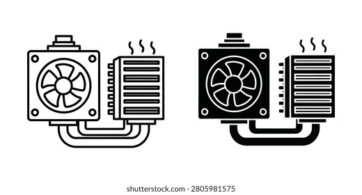 Vector a computer's cooling system featuring a fan and heatsink. Ideal for tech articles hardware reviews or IT solutions.