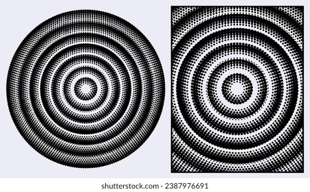 A vector concentric circle design for colorizing and using as a background. The dot matrix pattern defines a set of emanating circular waves. 