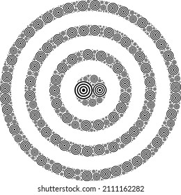 Vector concentric circles icon collage. Concentric circles collage is made of scattered self concentric circles parts. Recursive collage of concentric circles icon.