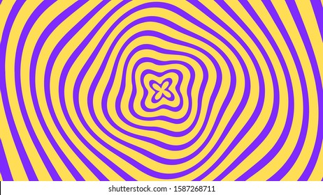 Vector - Concentric flower forming a spiral.Yellow and violet optical illusion background