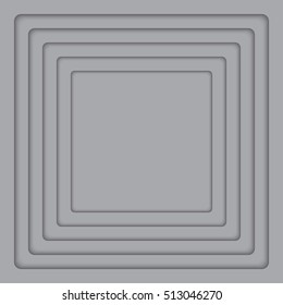 Vector Concentric Grey Squares Elements Background. Vector illustration. Background with 6 Grey Squares Circles from Shadow. Wed Design.