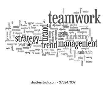 Vector concept abstract business success marketing word cloud or wordcloud on background for business, trend, media, focus, market, value, product, advertising customer. Also for corporate wordcloud