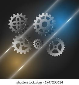 Vector concept of abstract gears on a dark background.
