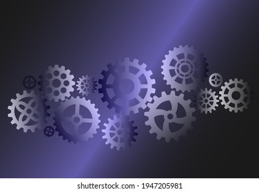 Vector concept of abstract gears on a purple background.