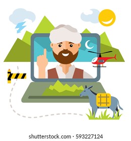 Vector Concept Afghanistan. Flat style colorful Cartoon illustration.