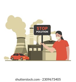 Concepto vectorial de la contaminación atmosférica. Ilustración para sitio web, página de inicio, aplicación móvil, afiche y banner. Ilustración vectorial plana de moda