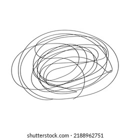 Vector. The concept of anxiety and stress. The flow of thoughts, emotions, consciousness. Illustration for coaching, psychoanalysis, therapy. Line drawn in doodle style