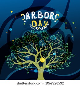 Vector concept for Arbor Day. Eco poster, environmental protection.