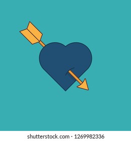 Vector concept the arrow hurts the heart background. Heart icon with arrow creative idea. Valentines day love symbol design.