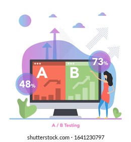 Vector Concept A B Split Testing With Woman