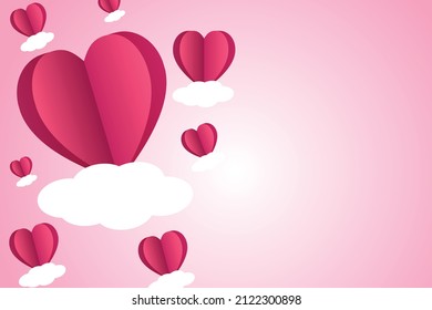 vector concept background for valentine day or love at romance or romantic and sweet. illustration design sty paper cut with  heart cartoon color modern has pink and pastel. use for template banner