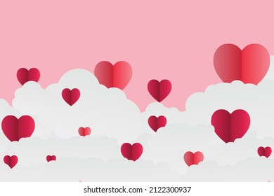 vector concept background for valentine day or love at romance or romantic and sweet. illustration design sty paper cut with  heart cartoon color modern has pink and pastel. use for template banner