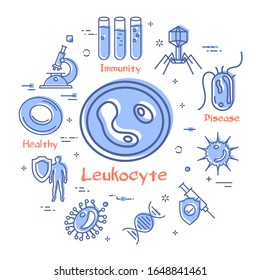 Concepto vectorial de bacterias y virus - icono leucocitario