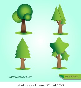 vector concept of beautiful pine trees at different types.