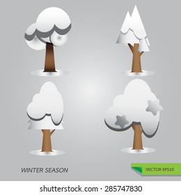vector concept of beautiful pine trees at different types.