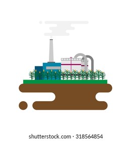 Vector Concept Of Biofuels Refinery Plant For Processing Natural Resources Like Biodiesel. Flat Style Illustration