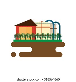 Vector concept of biofuels refinery plant for processing natural resources like biodiesel. Flat style illustration