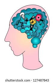 A vector concept of a brain hard at work