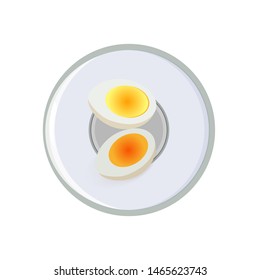 Vector concept of breakfast in cartoon style. On a plate dairy products-eggs.