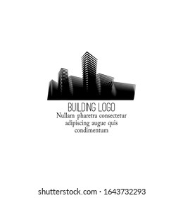 Vector concept of the building logo. Urban environment with a variety of buildings and structures. Architectural solution.  Isolated on the background and easy to use for logo, brand, symbol.
