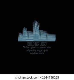 Vector concept of the building logo. Urban environment with a variety of buildings and structures. Architectural solution.  Isolated on the background and easy to use for logo, brand, symbol.
