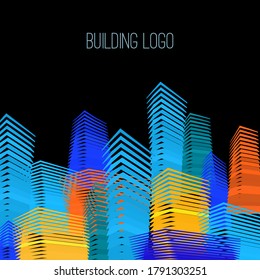 Vector concept of the building logo. Urban environment with a variety of buildings and structures. Isolated on the background and easy to use for logo, brand, symbol.
