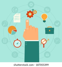 Vector concept - business administration  management - icons and infographic design elements in flat trendy style