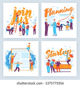 Vector concept business illustration. Join us, planning, startup, making report. Great design for presentation, web, internet, advertisement. Landing page template.