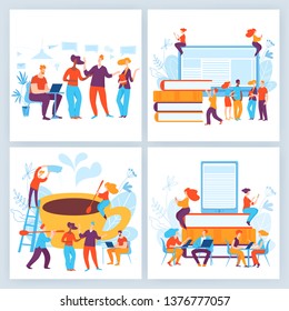 Vector concept business illustration. People do business, make decisions, communicate, make solutions and agreements. Great design for presentation, web, internet, advertisement. Landing page template