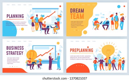 Vector concept business illustration. Planning, dream team, business strategy, preplanning. Great design for presentation, web, internet, advertisement. Landing page template.