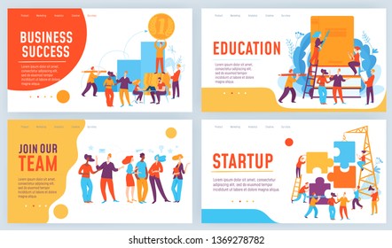 Vector concept business illustration. Business success, education, join our team, startup. Great design for presentation, web, internet, advertisement. Landing page template.