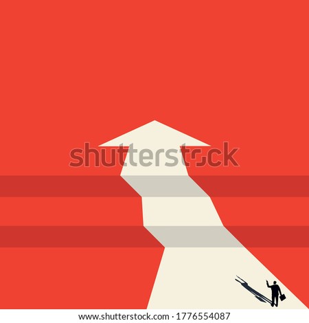 Vector concept of business opportunity or obstacle. Businessmen standing on the edge of the abyss. arrow idea go to the end. The concept of courage, courage, risk. Symbol of the future, career success