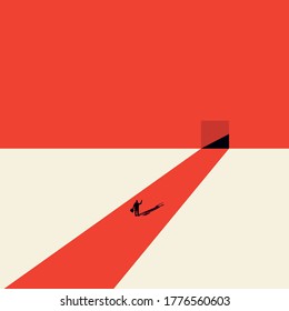 Concepto vectorial de oportunidad de negocio, elección de ruta u obstáculo. Ideas para hombres de negocios. Estrategia de acción y futuro éxito profesional.Diseño minimalista, Vector