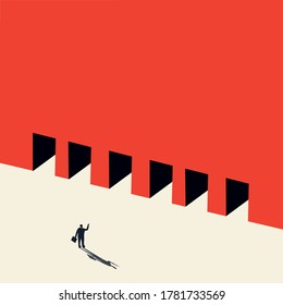 Vector concept of business opportunity, path choice or obstacle. Ideas for Businessmen. Strategy of action and future career success.minimalist design, Vector